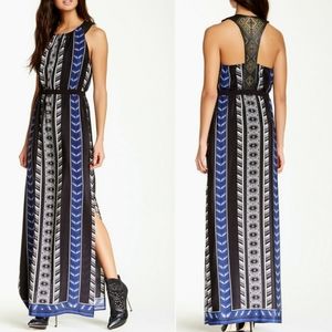 Cynthia Vincent Silk Leather Racerback Maxi Dress